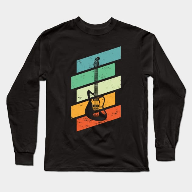 Vintage Style Offset Style Electric Guitar Retro Colors Long Sleeve T-Shirt by nightsworthy